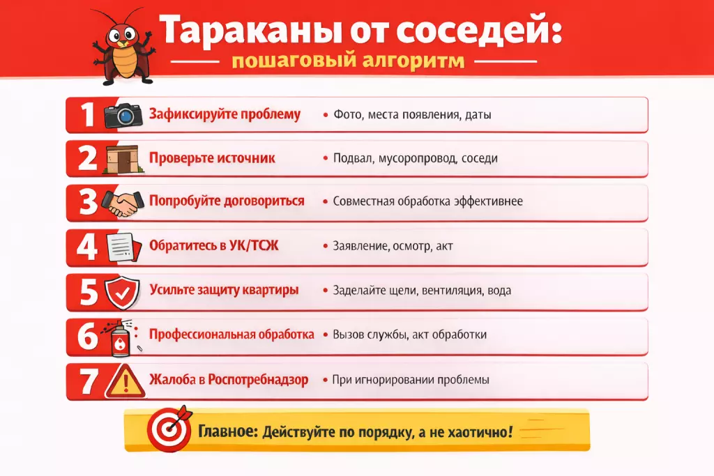 Тараканы от соседей: пошаговый алгоритм Тараканы от соседей: пошаговый алгоритм